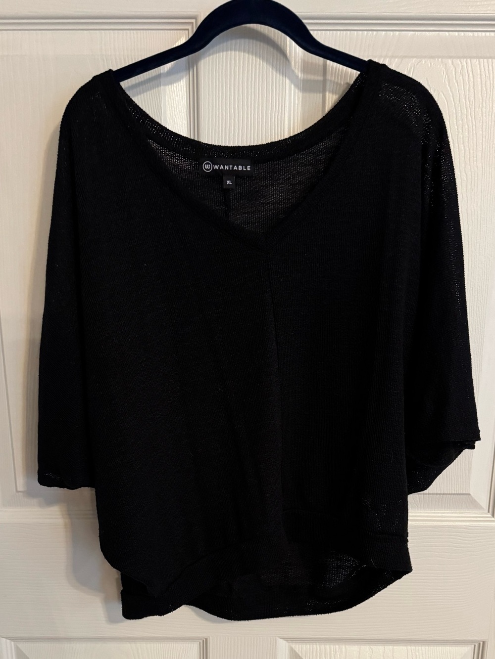 Black V-Neck Lightweight Knit Top